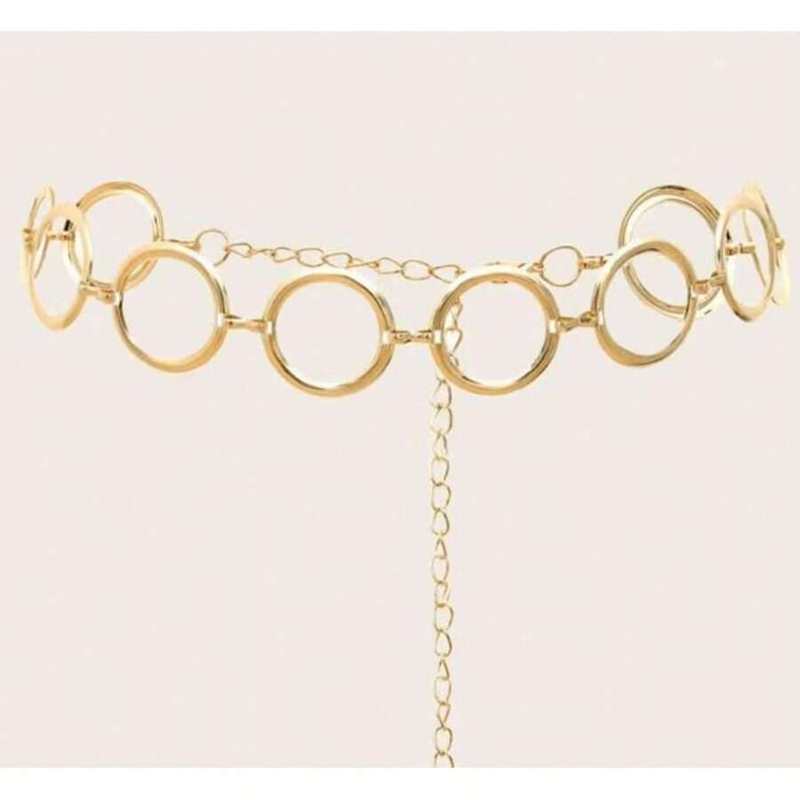 Women's Hoop Chain Belt Hollow Waist Simple And Versatile Fashion - 金色 - 查看 1
