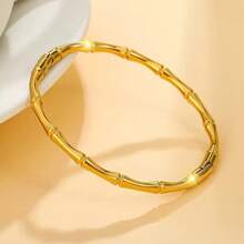 1 pieza Pulsera de acero inoxidable y bambú con estilo boho y rock - Regalo único para ella
