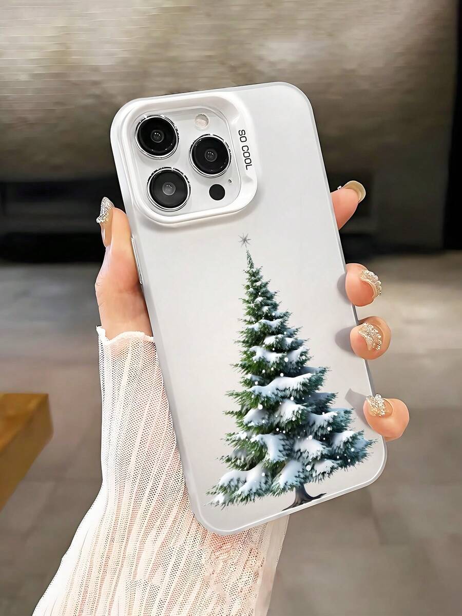 1 carcasă de telefon cu model de fundal de brad de Crăciun, potrivită ca și cadou pentru iubit, prieten, cel mai bun prieten, familie, frate, coleg, soră/soră, cuplu, coleg de clasă, profesor, cadou de ziua de naștere sau de sărbători, carcasă albă mată, moale, cu protecție completă, anti-praf, impermeabilă, compatibilă cu 13/16/15/14/13/12/11/Pro/ProMax/X/XR/XS/XSMAX/7/8/PLUS.