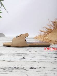 Women's Flat Slide Sandals, New Summer Lockable Outdoor Beach Sandals, Flat Heel Bohemian Style