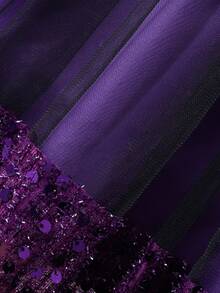 Halloween Girls' Funny Spider Web Sequin Mesh Dress, Festive Atmosphere - Purple - View 8