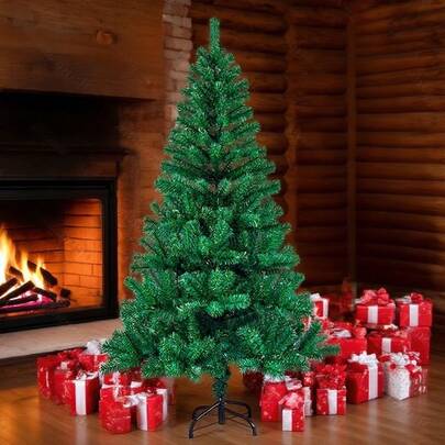 7Ft Christmas Pine Tree High Quality Hinged Artificial Festive Christmas Pine Tree, Wish You Have A Merry Christmas, Suitable For Home, Office, Party Decorations, Easy To Assemble, Metal Hinge And Base Home Decor Christmas Decorations Room Decor Winter Christmas Decorations Home Christmas Gifts Christmas Decor
