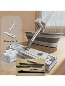 1pc 45cm Flat Mop Set, Multi-Color, New Household Mop With Extra Large Absorbent Refill Pad, Handsfree Cleaning For Bathroom - Multicolor - View 14