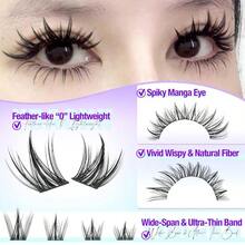Anime Lash Clusters With Spikes Manga Eyelash Clusters Band Spiky Clusters Eyelash Extensions Natural Cluster Lashes Wispy 10 - 16mm Lash Extension Band Individual Lashes 120Pcs - Phim hoạt hình 01 - Xem 3