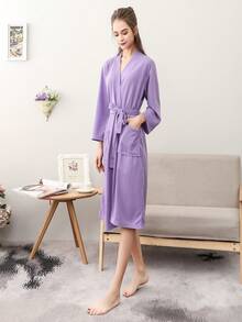 1pc Absorbent Fabric Bathrobe, Sauna Wear, Hotel Quality Robe, Unisex, With Dual Pockets, Suitable For Home