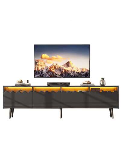 Sairedel Lowboard 176*38*45 Cm Support Legs TV Cabinet Drawers Cabinets Sturdy St Up To 75 Inches Moderne Living Room Furniture In Zwart view 11