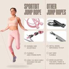 Adjustable Jump Rope, Suitable For Adults & Students, Non-Slip Fitness Jumping Rope, Wireless Jump Rope, Adjustable Fitness Weight Loss Jump Rope, Aerobic Fitness Accessories, Durable, Solid Color, Unisex Adjustable Jump Rope, Gym Accessories, Sports, Fitness, Home Workout, Bodybuilding, Weight Loss