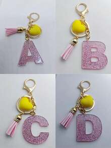 1 buc breloc cu litere engleze din rășină epoxidică Galaxy cu ciucure și decor cu inimă, cadou pentru prieteni și mame, accesorii de Halloween pentru Ziua Profesorilor