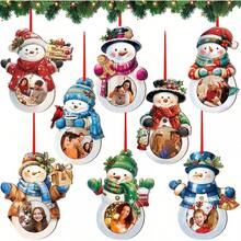 Yalikop 16 Pcs Photo Frame Ornaments - Wooden Picture Frame Tree Decoration - Xmas Keepsakes Party Decorations, Winter Holiday Gifts (Light Ball)2687