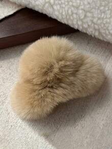 Delicate And Compact ~ A Popular Rabbit-Hair Hairpin For Women In Autumn And Winter, With A Bun On The Back Of The Head As An Embellishment, A High-End Hair Claw Ladies' Hair Clips, Hair Claw With A Niche Design Sense, The Favorite Hair Accessory For Party Christmas, Students And White-Collar Workers Hair Accessories Fall Claw Clip Autumn Hair Clutch Plush Accessories For Vacation Outfits Woman