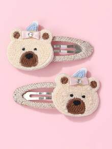 2pcs/Set Cute Rabbit & Cherry Blossom Cloud Design Hair Clips, Suitable For Girls' Daily Hairstyle Decoration - Multicolor - View 5