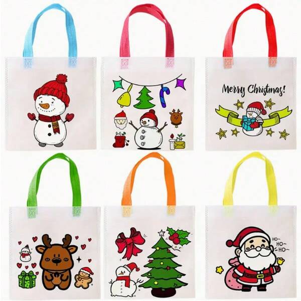 18/24 Pcs Christmas Colorful Self-Filling Bags, DIY Christmas Filling Bags, Non-Woven Party Gifts Mixed With Festival Gift Handbags, Reusable, Suitable For Art, Handicraft, Classroom Activity Supplies, Party Supplies, Handmade Art DIY, Christmas Festival Gifts (Mixed Style)