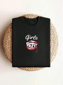 Camiseta de moda para mujer con un llamativo estampado de mordisco, perfecta para destacar, cómoda de llevar, con estampado de alta calidad, ideal para el día a día. ¡Consigue esta prenda única hoy mismo! Talla extragrande. - Negro - Ver 2