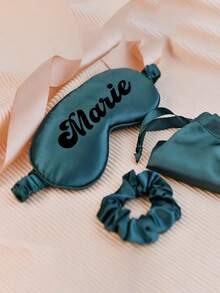 Personalized Custom Satin Eye Mask 3 Pieces Set, Personalized Sleep Eye Mask Bridesmaid Gift, Bridal Shower Gift, Bridal Party Bridesmaid Gift Silk Eye Mask, Bridesmaid Gift Box Set, Satin Eye Mask, Eye Mask, Bridesmaid Gift Bag, Bridesmaid Proposal - Multicolor - View 5
