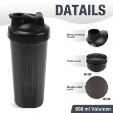 1 Stück Proteinshake Pulver Sports Wasserflasche mit Ball Milchshake Mixer Becher 600 ml