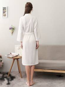 1pc Absorbent Fabric Bathrobe, Sauna Wear, Hotel Quality Robe, Unisex, With Dual Pockets, Suitable For Home