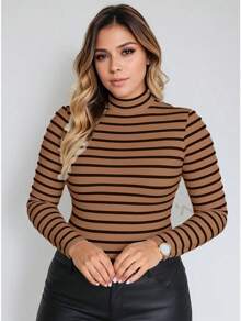 Kit 3 Blusas Feminina Ribana Canelada Cacharrel Gola Alta Manga Longa De Frio Inverno