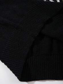 Herren Halloween Kostüm Pullover, neutraler Stil 2 in 1 Langarm Rundhals Streetwear Schädel- & Buchstaben-Muster Pullover Top, Herren Halloween Kostüm, Herbst/Winter