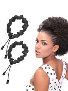 5个/2个可调节发圈，适用于蓬松发髻、马尾辫、卷发等发型 - 女孩基础款发圈、头饰、发绳、发饰、头饰 - 彩色 - 查看 9