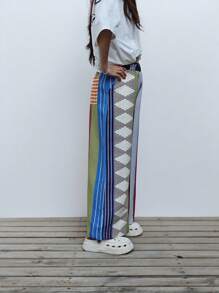 Women's Summer Wear Bohemian Fashion Casual Print Wide Leg Waist Pants