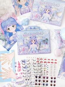 1pc Kids Handheld Magical Girl Sticker Set, DIY For Girls, Decorative Stickers Including Nail Stickers, Dress Up Stickers, Manicure & Outfit Stickers, No-Cut Stickers, Cute Character Stickers, Everyday Fashion Stickers For Girls