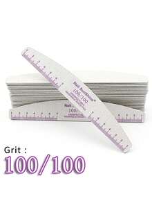 5pcs Professional Half-Moon Nail Files, Double-Sided Grit Buffing Blocks 100/150/180/240 Grit