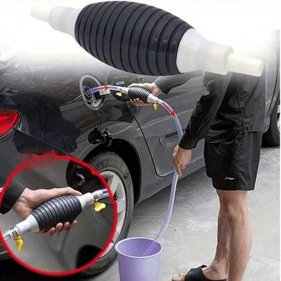 1 套高流量手动燃油输送泵 - 汽油、油和水输送手动虹吸软管 - 耐用 PVC，美国标准螺纹，燃油输送工具 | 透明设计 | 坚固的结构，适用于汽油、石油和液态水的输送