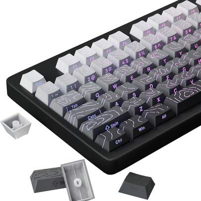 New Topographic 4.0 Version, 133 Keys, PBT Material, Cherry OEM Profile Side-Printed Backlit Keycaps, Suitable For MX Gaming Mechanical Keyboards