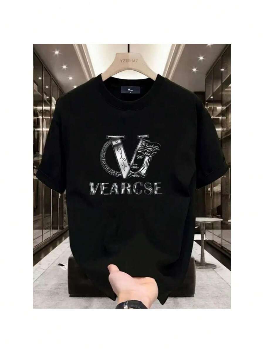 2025 new men's stylish pure cotton round-neck casual printed T-shirt, suitable for both men and women, perfect for fashionable and relaxed summer outfits. Menswear Top