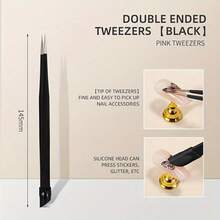 2-In-1 Nail Art Tweezers With Silicone Applicator - Precise Rhinestone Applicator And Nail Tool, Odorless