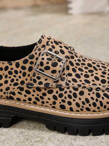 1 Pair Women's Leopard Print Casual Outdoor Sexy Party Wedding Fashion Vacation Preppy College Party Fabric Buckle Platform Wedge Shoes, Suitable For Outdoor, Home, Office, Party, College, Vacation, All Seasons