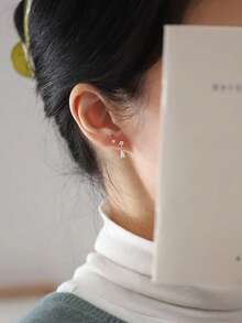 1 Par De Elegantes Y Nobles Pendientes De Lujo Para Mujeres Con Forma Cuadrada Y Piedra Artificial Chapados En Platino, Regalo Perfecto Para Citas