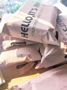 10pcs/Pack Pink Handled Courier Bags, Thickened Clothing Packaging Bags, Suitable For School, Stationery, Apparel, Party Gifts, Graduation, Wedding Gifts Packaging