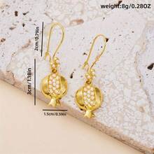 1 Pair Retro Pomegranate Pendant Earrings, Fashion Personalized Party Jewelry Gift For Women - Red - View 7