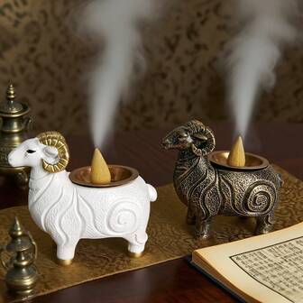 1pc,, [Cute Lamb Backflow Incense Burner]Chinese-Style Zen Incense Burner, A Household Indoor Incense Ceremony Decoration, A Creative Home Decor Gift.