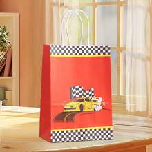 6/12/18/24pcs Racing Theme Paper Gift Bags, Racing Car, Trophy, Traffic Light Pattern Gift Bags, Red, Blue Styles Available, Suitable For Racing Event Gifts, Birthday Party, Friends Gathering, Summer Party, Party Decoration