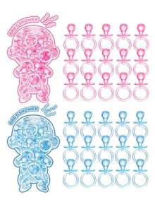 24 Pieces - Baby Shower Game Pacifiers,Plastic Pacifiers For Baby Shower Decorations DIY Large Baby Shower Pacifiers,For Gender Reveal Party Table Diffuser,Baby Shower,Baby Shower Decorations,Baby Shower Party Decorations,Birthday Girl,Boy Birthday, Hunting Baby Shower Game Props (Pink + Blue) - Multicolor - View 10