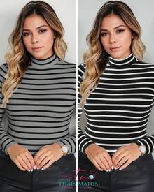 2 Cinza / Listrado Preto