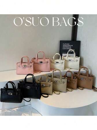 1 件纯色 PU 动物印花母亲节礼物手提包，高品质女士小方包，简约休闲手提单肩斜挎包