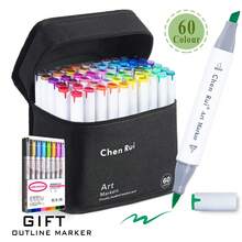 60/80/120/168 色双头画笔和凿子专业艺术马克笔素描笔永久性马克笔带底座和轮廓标记绘图用品套装非常适合成人艺术家着色素描插图和卡片制作圣诞节新年返校礼物 - 可再填充 - 套裝 - 查看 15