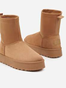 Soft Faux Fur Winter Boots For Women Casual - Camel - View 6