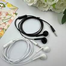 黑/白/红/蓝 新款皮线 3.5MM半入耳式有线耳机 内置麦克风 高清通话手机耳机 兼容苹果I Phone、三星、Oppo、Vivo、小米安卓手机、平板电脑、游戏机等3.5MM接口设备 - 彩色 - 查看 7