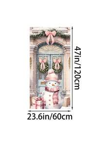 1 pezzo Decorazione natalizia in poliestere per porta d'ingresso, con acquerello di Babbo Natale, pupazzo di neve e corona, decorazione natalizia per casa e portico