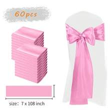 60 Pcs Face Chair Belt Bow Decoration Chair Set Chair Belt For Banquet Party Baby Shower Event Decorations (Multi Color Optional, 7 X 108 Inches) - Champagne Color - View 3