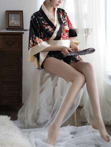 1 pieza Disfraz de estilo kimono japonés tradicional para mujer, adecuado para vacaciones, celebraciones, fiestas de parejas, cosplay