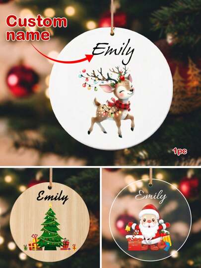 LICVIC Decorazioni natalizie personalizzate con nome, decorazioni per albero di Natale personalizzate, decorazioni natalizie per la casa personalizzate, lavoretti natalizi personalizzabili per bambini, addobbi natalizi fai-da-te, motivi natalizi, decorazioni per feste, Natale, anniversario, ceramica, decorazione per la stanza, decorazione per la casa, ragazzi, ragazze, mamma, papà, bambini, famiglia