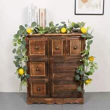 1 pieza Guirnalda artificial de vid de limón de 180 cm - Hojas artificiales de color verde brillante combinadas con limones amarillos, para colgar, decoración interior/exterior, perfecta para Acción de Gracias, Festival de la Cosecha, Navidad, Pascua, Día de la Madre, corona navideña