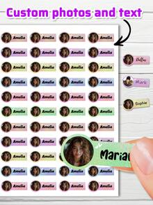 60/120pcs Personalized Customized Name Stickers Waterproof Labels, Identification Name Tags, Durable Self-Adhesive Labels 1.5x4.5cm, Multiple Holographic Glitter Styles Design, Perfect Gift Supplies For Organization, Office, Home Personal Use - Multicolor - View 20