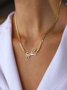 Customized Elegant Stainless Steel Name Necklace - Personalized Retro Chain, Perfect Gift For Women's Birthday