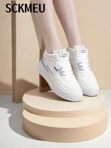 SCKMEU 1對時尚女士運動休閒板鞋，全配式高筒靴，適用於學生